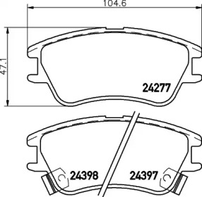 Комплект тормозных колодок (HELLA: 8DB 355 006-671)