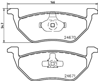 Комплект тормозных колодок (HELLA: 8DB 355 030-341)