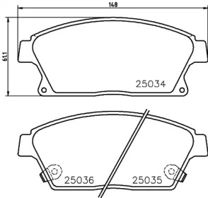 Комплект тормозных колодок (HELLA: 8DB 355 028-821)