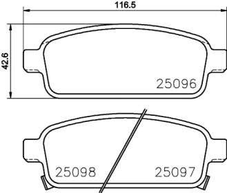 Комплект тормозных колодок (HELLA: 8DB 355 024-861)