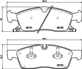 Комплект тормозных колодок (HELLA: 8DB 355 019-551)