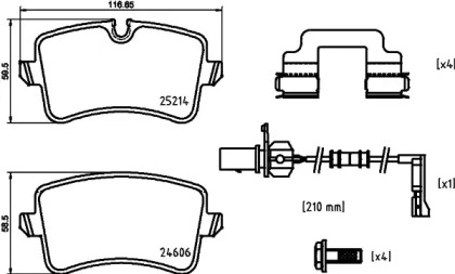 Комплект тормозных колодок (HELLA: 8DB 355 025-311)