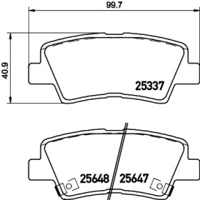 Комплект тормозных колодок (HELLA: 8DB 355 020-371)