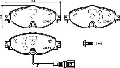 Комплект тормозных колодок (HELLA: 8DB 355 020-191)