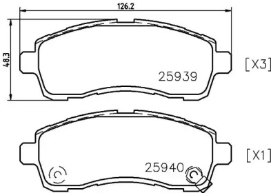 Комплект тормозных колодок (HELLA: 8DB 355 021-871)