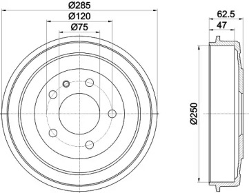 Тормозный барабан (HELLA: 8DT 355 300-001)