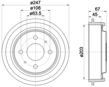 Тормозный барабан (HELLA: 8DT 355 300-101)