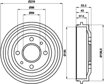 Тормозный барабан (HELLA: 8DT 355 301-961)