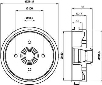 Тормозный барабан (HELLA: 8DT 355 301-631)