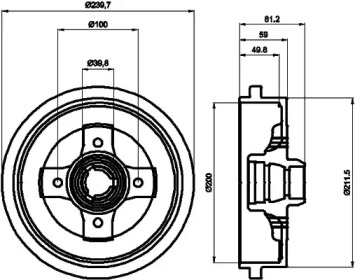 Тормозный барабан (HELLA: 8DT 355 301-701)