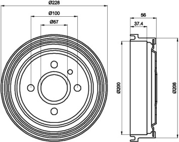 Тормозный барабан (HELLA: 8DT 355 301-181)