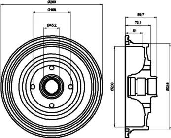 Тормозный барабан (HELLA: 8DT 355 301-601)