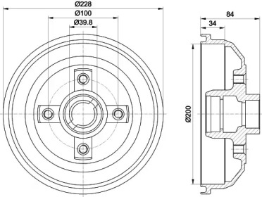 Тормозный барабан (HELLA: 8DT 355 301-161)