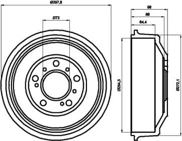 Тормозный барабан (HELLA: 8DT 355 300-061)