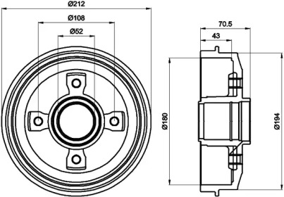 Тормозный барабан (HELLA: 8DT 355 301-211)