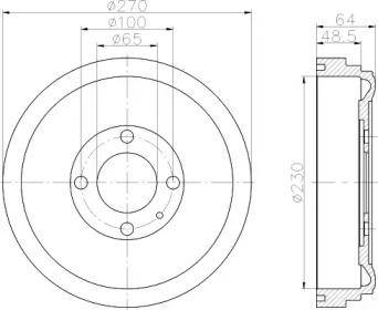 Тормозный барабан (HELLA: 8DT 355 301-691)