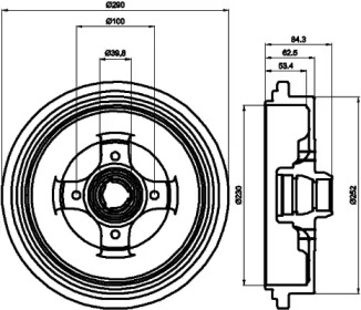 Тормозный барабан (HELLA: 8DT 355 301-711)