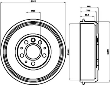 Тормозный барабан (HELLA: 8DT 355 301-721)