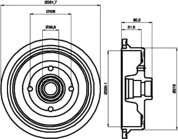 Тормозный барабан (HELLA: 8DT 355 301-611)