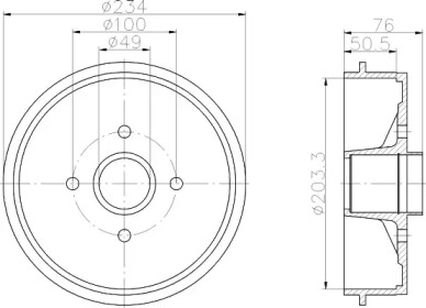 Тормозный барабан (HELLA: 8DT 355 302-221)