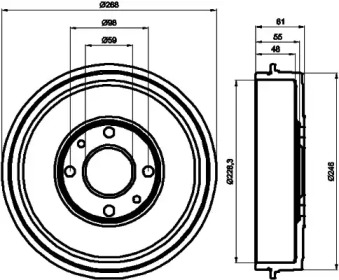 Тормозный барабан (HELLA: 8DT 355 300-071)