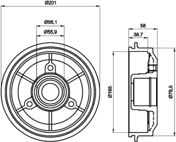 Тормозный барабан (HELLA: 8DT 355 300-051)