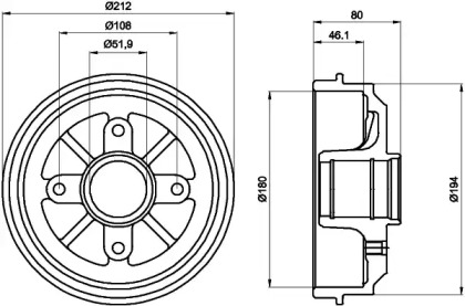 Тормозный барабан (HELLA: 8DT 355 301-281)