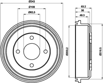 Тормозный барабан (HELLA: 8DT 355 301-291)