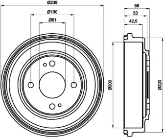 Тормозный барабан (HELLA: 8DT 355 301-981)