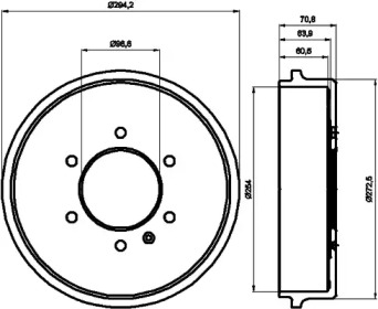 Тормозный барабан (HELLA: 8DT 355 302-181)