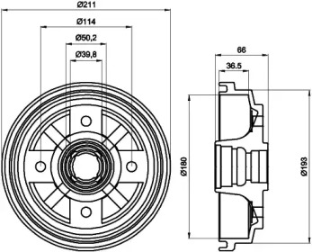 Тормозный барабан (HELLA: 8DT 355 302-011)