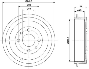 Тормозный барабан (HELLA: 8DT 355 301-421)