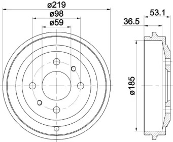 Тормозный барабан (HELLA: 8DT 355 301-431)