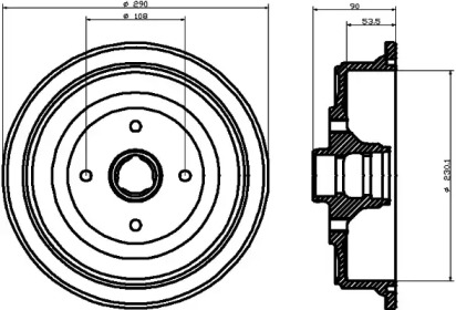 Тормозный барабан (HELLA: 8DT 355 301-521)