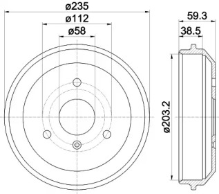 Тормозный барабан (HELLA: 8DT 355 301-581)