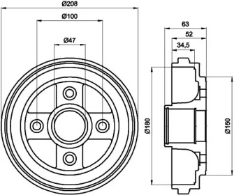 Тормозный барабан (HELLA: 8DT 355 300-381)