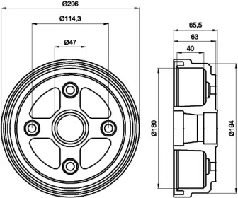 Тормозный барабан (HELLA: 8DT 355 300-541)