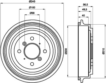 Тормозный барабан (HELLA: 8DT 355 300-571)