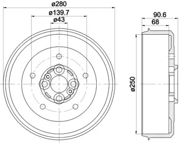 Тормозный барабан (HELLA: 8DT 355 300-881)