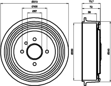 Тормозный барабан (HELLA: 8DT 355 300-951)