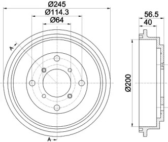 Тормозный барабан (HELLA: 8DT 355 301-001)