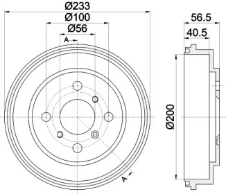 Тормозный барабан (HELLA: 8DT 355 301-011)