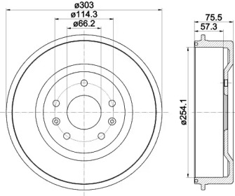 Тормозный барабан (HELLA: 8DT 355 301-731)