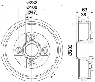 Тормозный барабан (HELLA: 8DT 355 301-031)