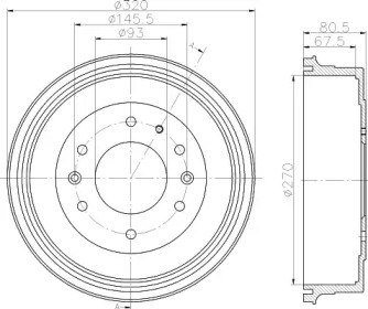 Тормозный барабан (HELLA: 8DT 355 301-051)