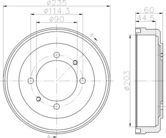 Тормозный барабан (HELLA: 8DT 355 301-061)