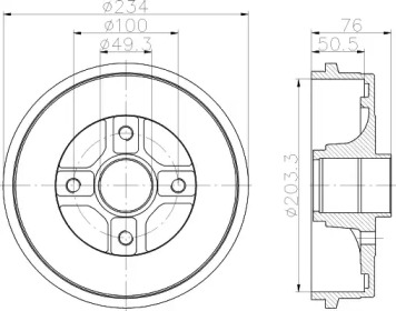 Тормозный барабан (HELLA: 8DT 355 301-071)