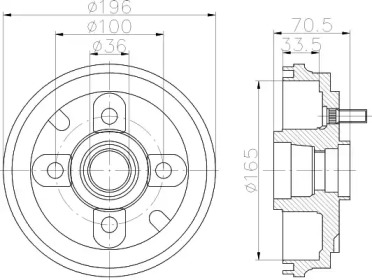 Тормозный барабан (HELLA: 8DT 355 301-081)