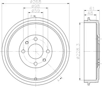 Тормозный барабан (HELLA: 8DT 355 301-091)