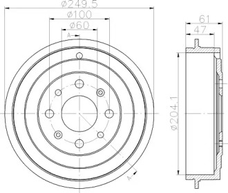 Тормозный барабан (HELLA: 8DT 355 301-101)